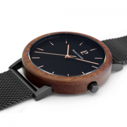 Montre Homme Bois et Acier noir 238F338