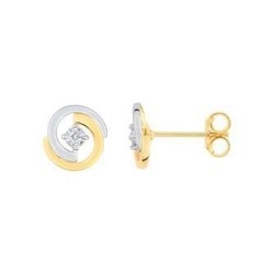 Boucles d'oreilles clous diamants bicolore